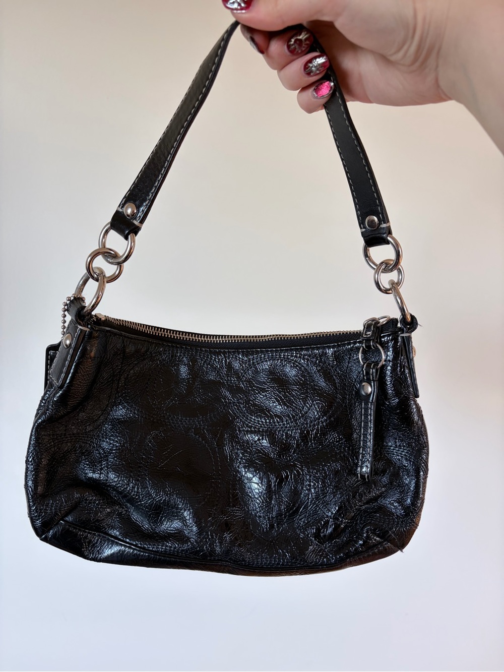 COACH Black Leather Mini Shoulder Bag with Silver Hardware - Picture 2 of 5